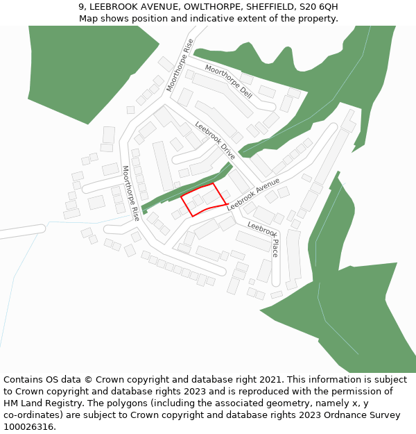 9, LEEBROOK AVENUE, OWLTHORPE, SHEFFIELD, S20 6QH: Location map and indicative extent of plot