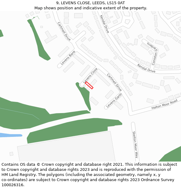 9, LEVENS CLOSE, LEEDS, LS15 0AT: Location map and indicative extent of plot