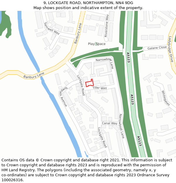 9, LOCKGATE ROAD, NORTHAMPTON, NN4 9DG: Location map and indicative extent of plot