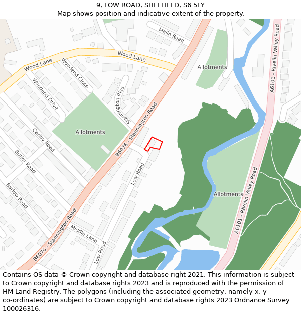 9, LOW ROAD, SHEFFIELD, S6 5FY: Location map and indicative extent of plot