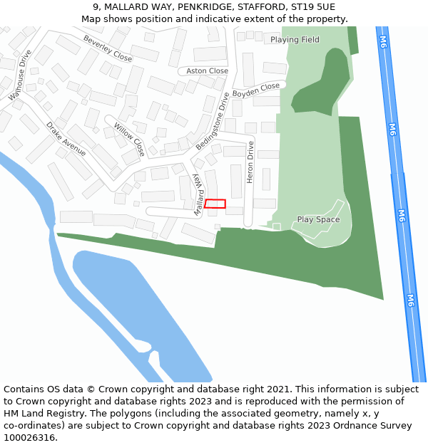9, MALLARD WAY, PENKRIDGE, STAFFORD, ST19 5UE: Location map and indicative extent of plot