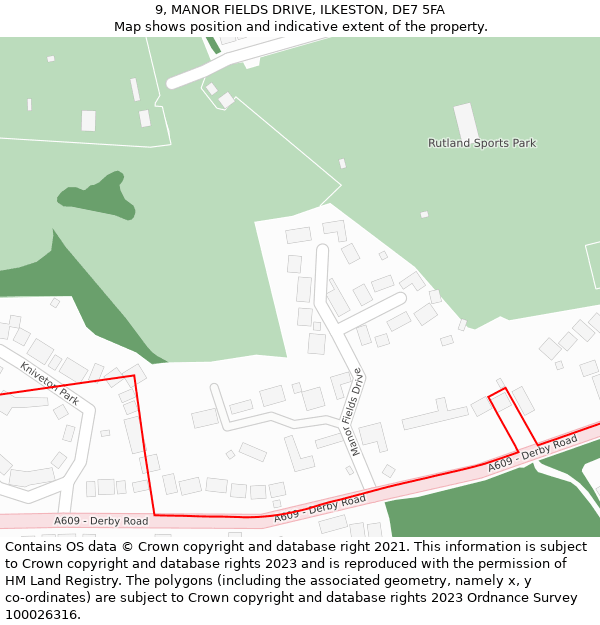 9, MANOR FIELDS DRIVE, ILKESTON, DE7 5FA: Location map and indicative extent of plot