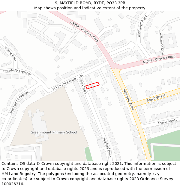 9, MAYFIELD ROAD, RYDE, PO33 3PR: Location map and indicative extent of plot