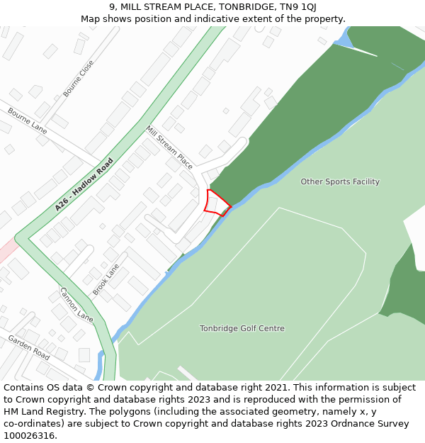 9, MILL STREAM PLACE, TONBRIDGE, TN9 1QJ: Location map and indicative extent of plot