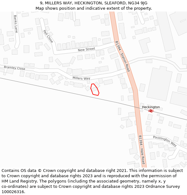 9, MILLERS WAY, HECKINGTON, SLEAFORD, NG34 9JG: Location map and indicative extent of plot