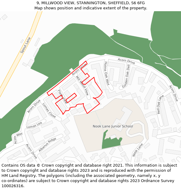 9, MILLWOOD VIEW, STANNINGTON, SHEFFIELD, S6 6FG: Location map and indicative extent of plot
