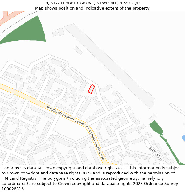 9, NEATH ABBEY GROVE, NEWPORT, NP20 2QD: Location map and indicative extent of plot