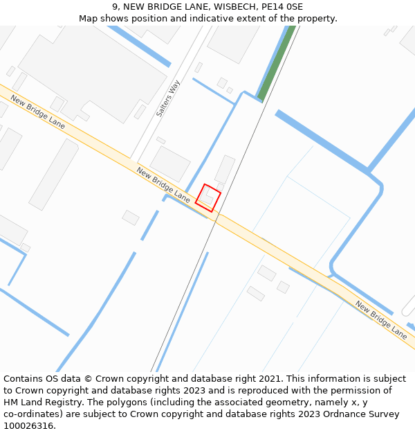 9, NEW BRIDGE LANE, WISBECH, PE14 0SE: Location map and indicative extent of plot