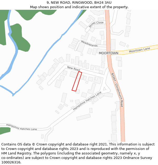 9, NEW ROAD, RINGWOOD, BH24 3AU: Location map and indicative extent of plot