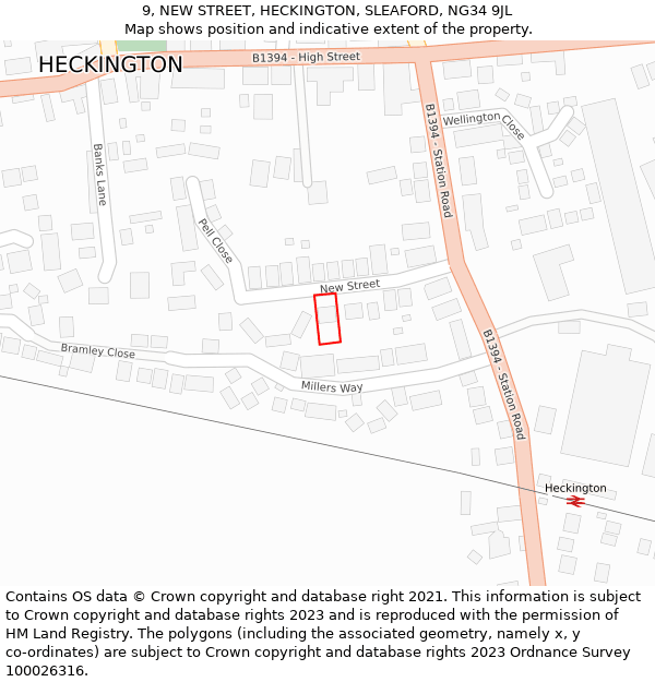 9, NEW STREET, HECKINGTON, SLEAFORD, NG34 9JL: Location map and indicative extent of plot