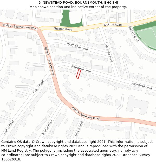 9, NEWSTEAD ROAD, BOURNEMOUTH, BH6 3HJ: Location map and indicative extent of plot
