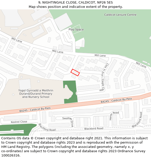 9, NIGHTINGALE CLOSE, CALDICOT, NP26 5ES: Location map and indicative extent of plot