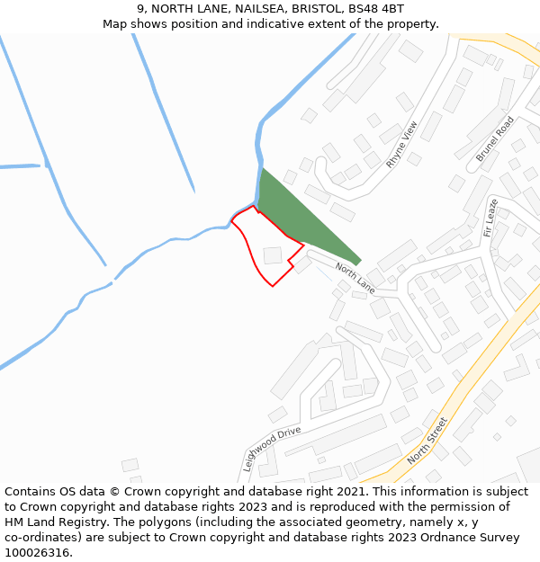 9, NORTH LANE, NAILSEA, BRISTOL, BS48 4BT: Location map and indicative extent of plot