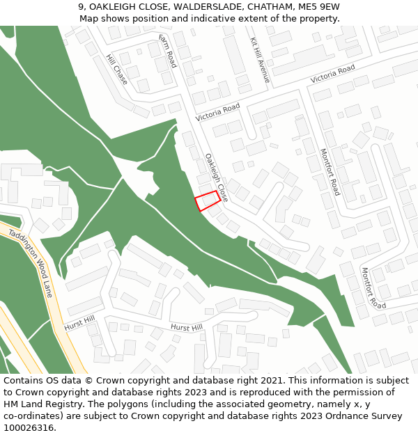 9, OAKLEIGH CLOSE, WALDERSLADE, CHATHAM, ME5 9EW: Location map and indicative extent of plot