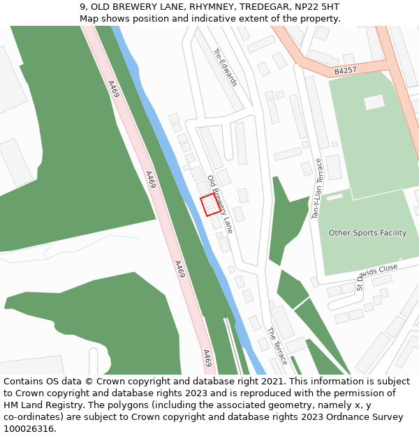 9, OLD BREWERY LANE, RHYMNEY, TREDEGAR, NP22 5HT: Location map and indicative extent of plot