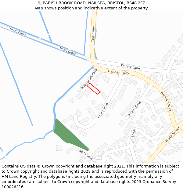 9, PARISH BROOK ROAD, NAILSEA, BRISTOL, BS48 2FZ: Location map and indicative extent of plot