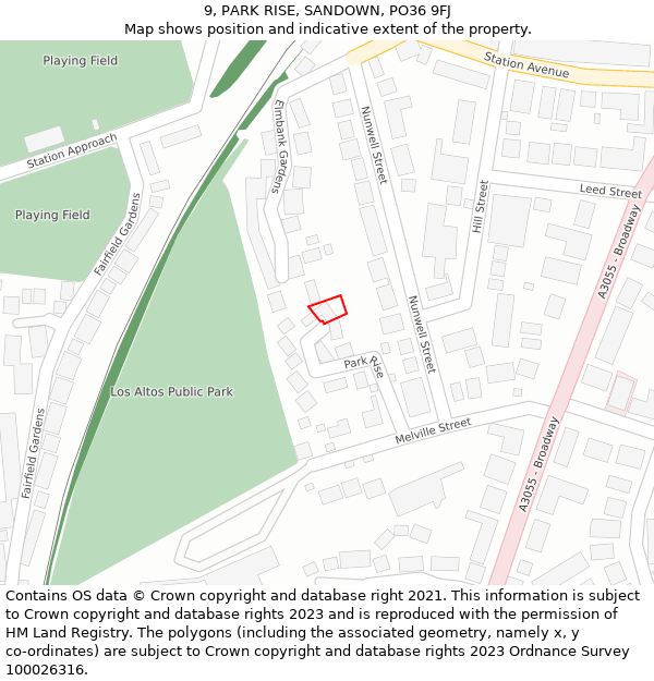 9, PARK RISE, SANDOWN, PO36 9FJ: Location map and indicative extent of plot