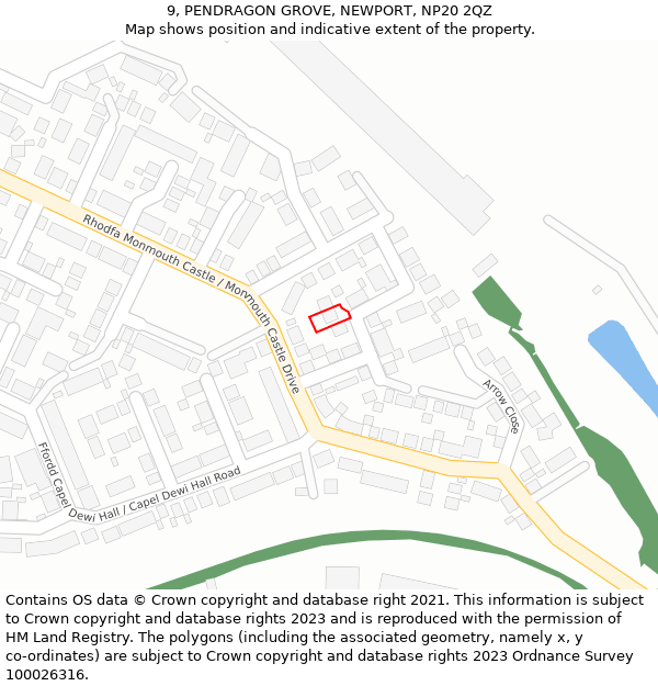 9, PENDRAGON GROVE, NEWPORT, NP20 2QZ: Location map and indicative extent of plot