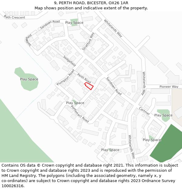 9, PERTH ROAD, BICESTER, OX26 1AR: Location map and indicative extent of plot