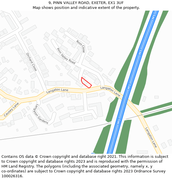 9, PINN VALLEY ROAD, EXETER, EX1 3UF: Location map and indicative extent of plot