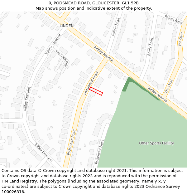 9, PODSMEAD ROAD, GLOUCESTER, GL1 5PB: Location map and indicative extent of plot