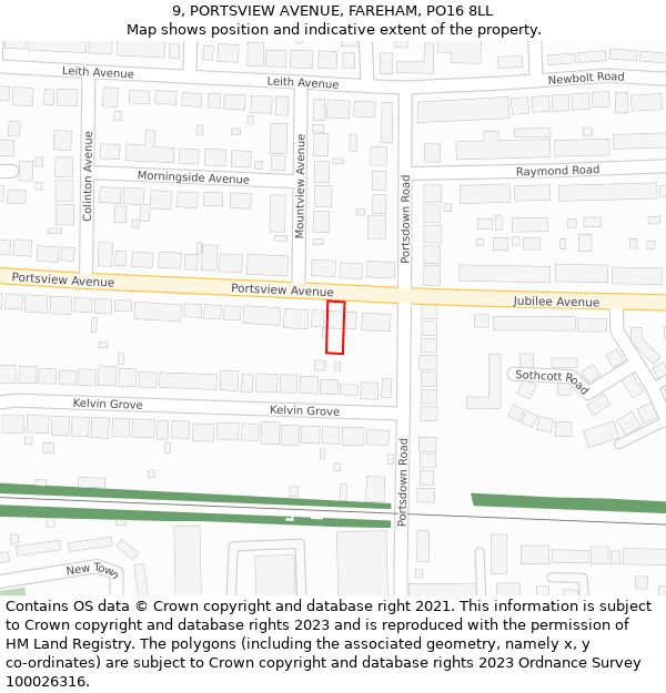 9, PORTSVIEW AVENUE, FAREHAM, PO16 8LL: Location map and indicative extent of plot
