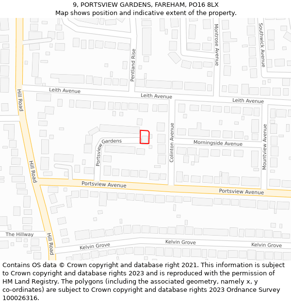 9, PORTSVIEW GARDENS, FAREHAM, PO16 8LX: Location map and indicative extent of plot