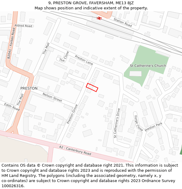 9, PRESTON GROVE, FAVERSHAM, ME13 8JZ: Location map and indicative extent of plot