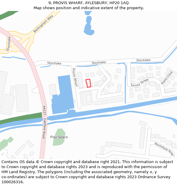 9, PROVIS WHARF, AYLESBURY, HP20 1AQ: Location map and indicative extent of plot