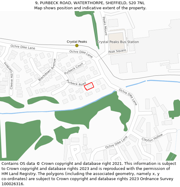 9, PURBECK ROAD, WATERTHORPE, SHEFFIELD, S20 7NL: Location map and indicative extent of plot