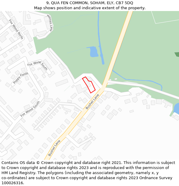 9, QUA FEN COMMON, SOHAM, ELY, CB7 5DQ: Location map and indicative extent of plot