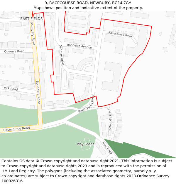 9, RACECOURSE ROAD, NEWBURY, RG14 7GA: Location map and indicative extent of plot