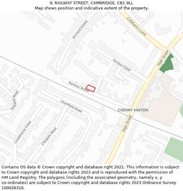 9, RAILWAY STREET, CAMBRIDGE, CB1 9LL: Location map and indicative extent of plot
