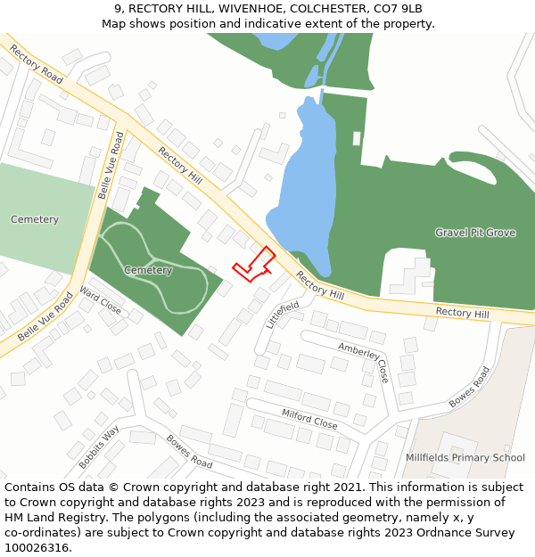 9, RECTORY HILL, WIVENHOE, COLCHESTER, CO7 9LB: Location map and indicative extent of plot