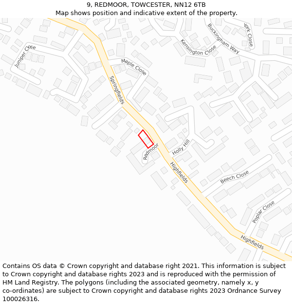 9, REDMOOR, TOWCESTER, NN12 6TB: Location map and indicative extent of plot