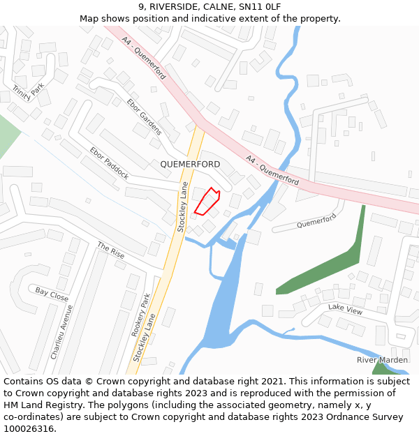 9, RIVERSIDE, CALNE, SN11 0LF: Location map and indicative extent of plot