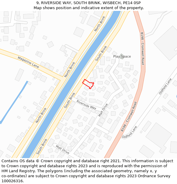 9, RIVERSIDE WAY, SOUTH BRINK, WISBECH, PE14 0SP: Location map and indicative extent of plot