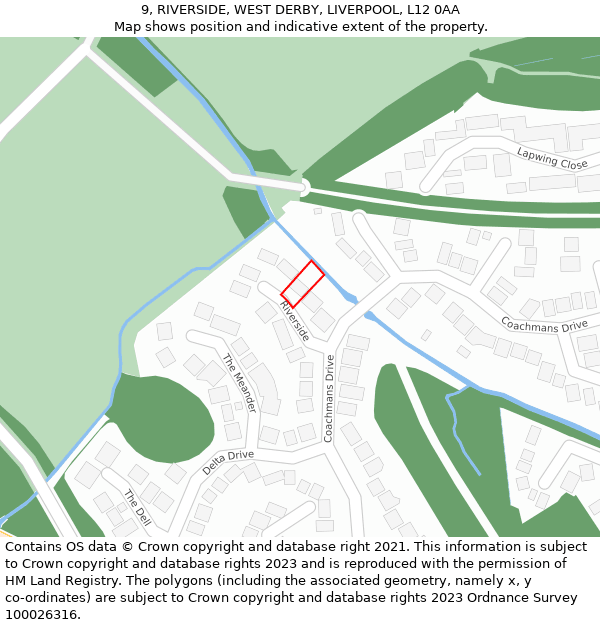 9, RIVERSIDE, WEST DERBY, LIVERPOOL, L12 0AA: Location map and indicative extent of plot