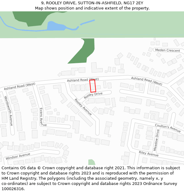 9, ROOLEY DRIVE, SUTTON-IN-ASHFIELD, NG17 2EY: Location map and indicative extent of plot