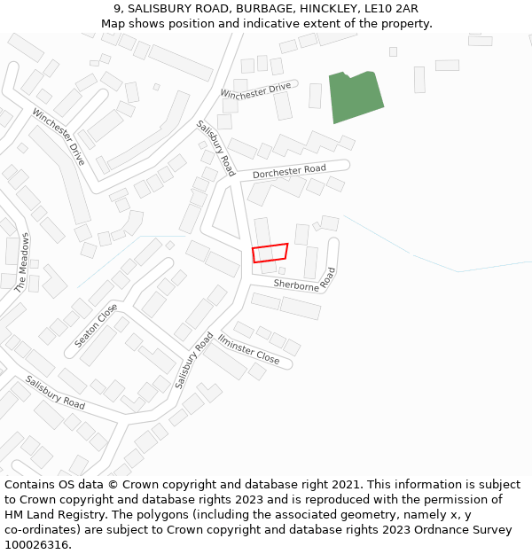 9, SALISBURY ROAD, BURBAGE, HINCKLEY, LE10 2AR: Location map and indicative extent of plot