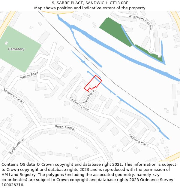 9, SARRE PLACE, SANDWICH, CT13 0RF: Location map and indicative extent of plot
