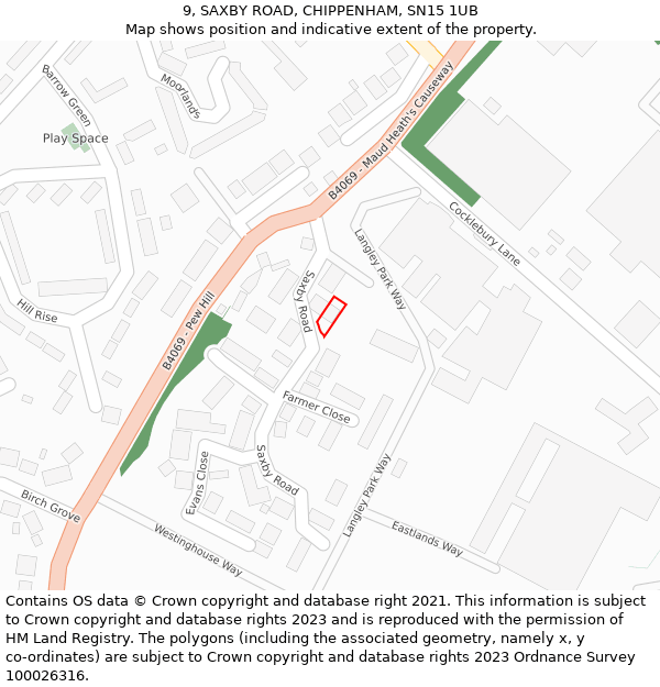 9, SAXBY ROAD, CHIPPENHAM, SN15 1UB: Location map and indicative extent of plot