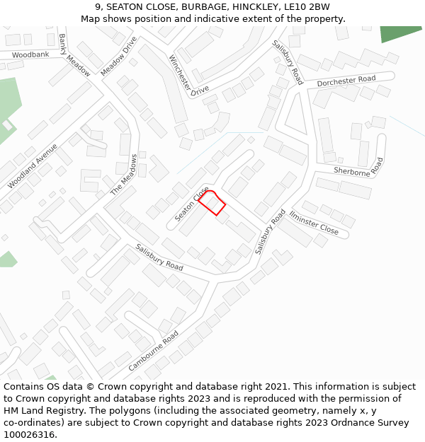 9, SEATON CLOSE, BURBAGE, HINCKLEY, LE10 2BW: Location map and indicative extent of plot