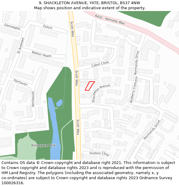 9, SHACKLETON AVENUE, YATE, BRISTOL, BS37 4NW: Location map and indicative extent of plot