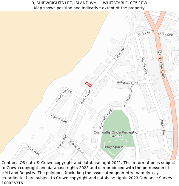 9, SHIPWRIGHTS LEE, ISLAND WALL, WHITSTABLE, CT5 1EW: Location map and indicative extent of plot