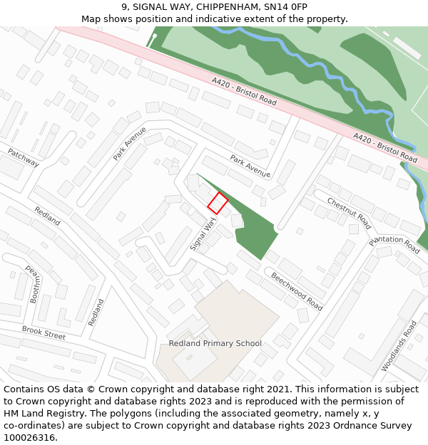 9, SIGNAL WAY, CHIPPENHAM, SN14 0FP: Location map and indicative extent of plot