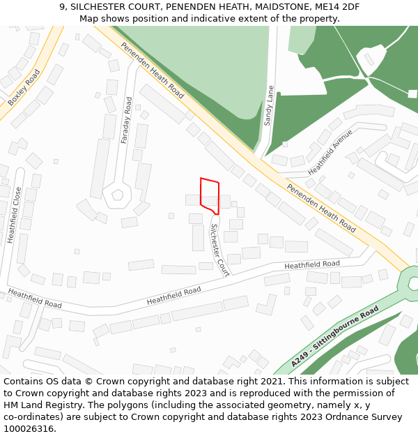 9, SILCHESTER COURT, PENENDEN HEATH, MAIDSTONE, ME14 2DF: Location map and indicative extent of plot