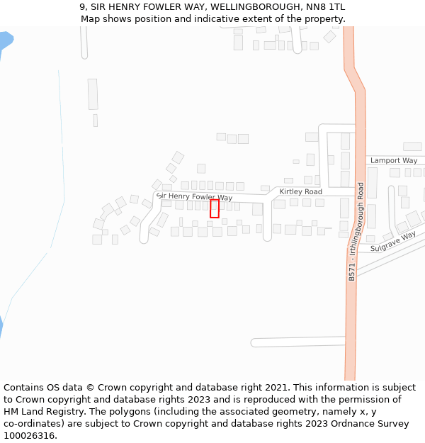 9, SIR HENRY FOWLER WAY, WELLINGBOROUGH, NN8 1TL: Location map and indicative extent of plot