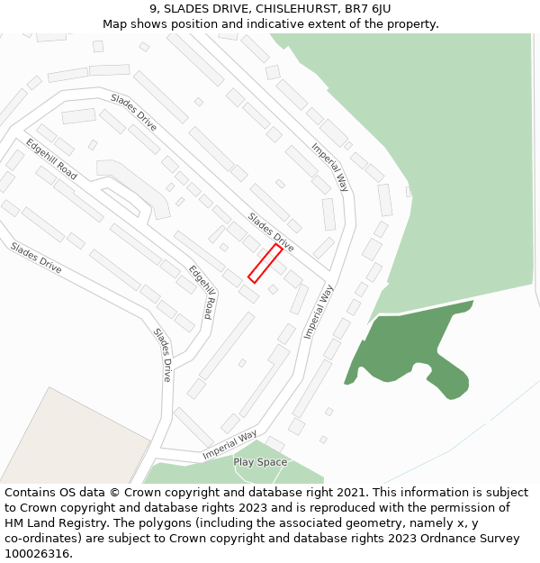 9, SLADES DRIVE, CHISLEHURST, BR7 6JU: Location map and indicative extent of plot