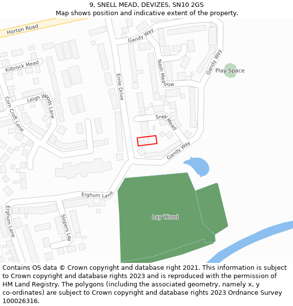 9, SNELL MEAD, DEVIZES, SN10 2GS: Location map and indicative extent of plot